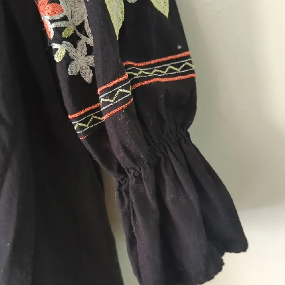 Free People Black Embroidered Gorgeous Dress M Medium Lk New - Picture 3 of 6